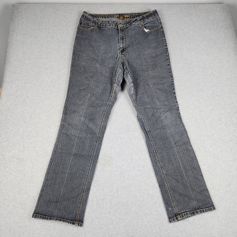 Ashley Stewart Jeans Women 18 Gray Denim Cotton Stretch Medium Wash Straight Leg